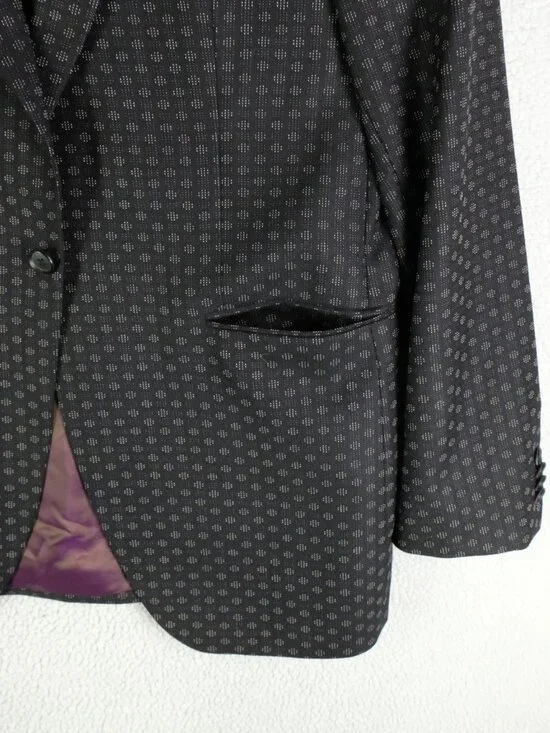 Tiger Of Sweden Blazer Mens 50 40L Black Geometric One Button Vented Peak Lapel - Picture 3 of 16